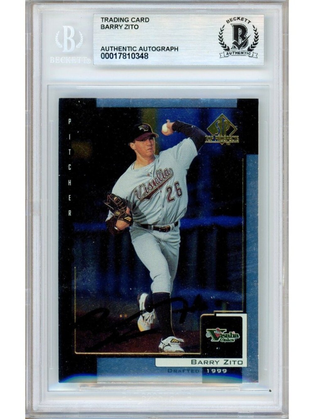 Barry Zito Signed 1998 Upper Deck SP Top Prospects #22 Beckett BAS Slabbed